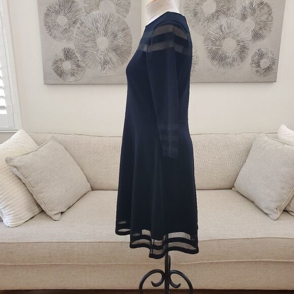 Eliza J Illusion Stripe Fit & Flare Dress size Large in Black - Picture 5 of 11